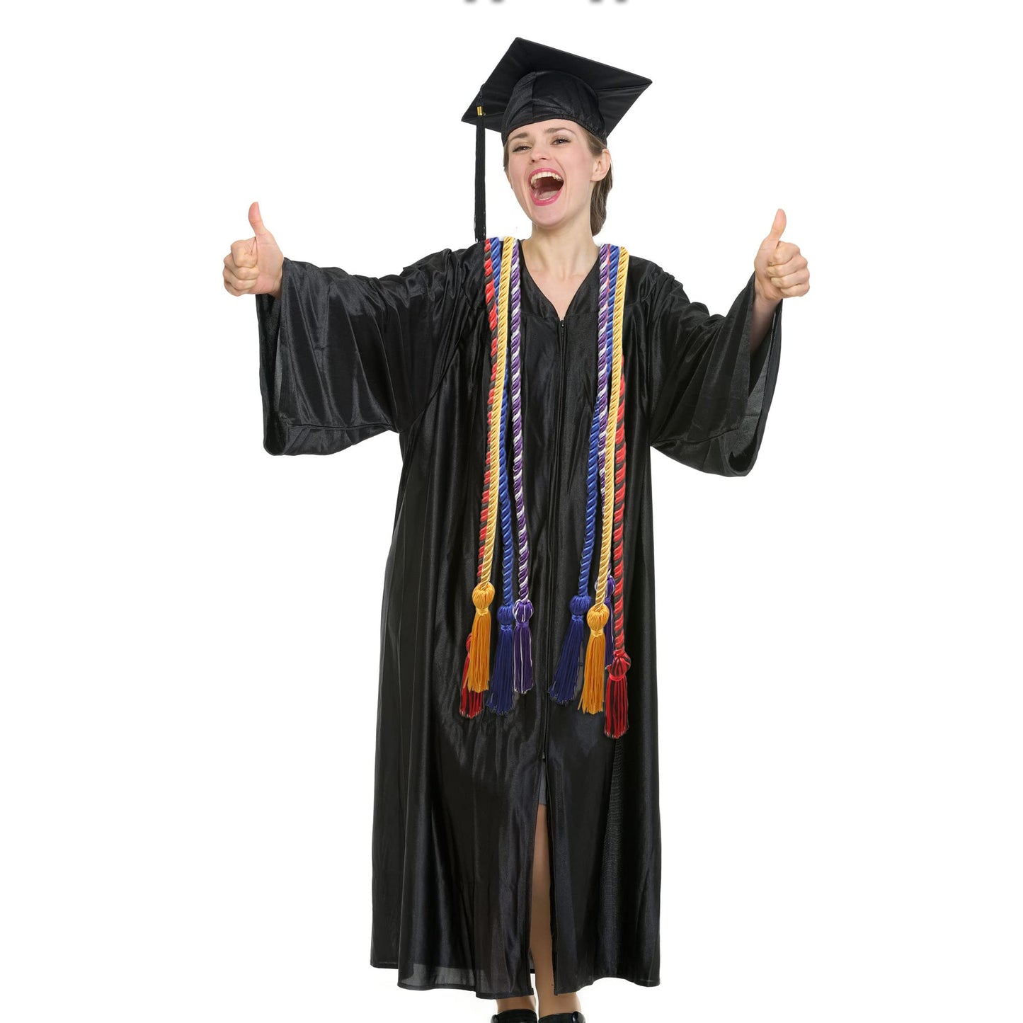 Trounistro 8 Pieces Graduation Cords Yarn Honor Cords with Tassel for College Graduation Students (White)