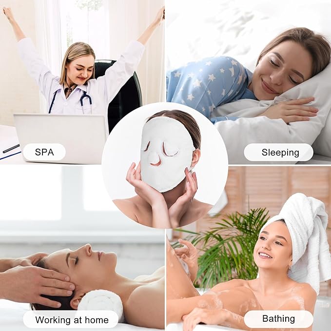 Face Steaming Towel, 4 Pack Reusable Face Towel Mask with Face Washing Headband Cold Hot Compress Facial Steamer Towel Moisturizing Beauty Care Spa Towels for Women Girls Skin Face Care Beauty Salons