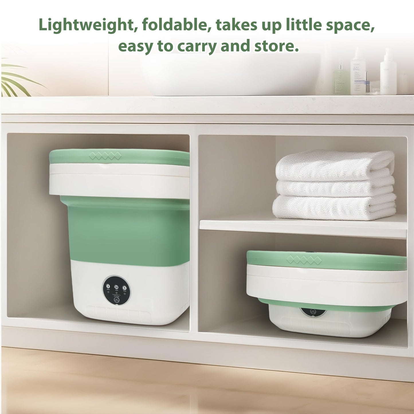 Portable Washing Machine 17L, Foldable Mini Washer with Spin Dryer, 3 Cleaning Modes for Baby Clothes, Underwear & Socks, Compact Laundry Machine for Travel, Dorms & Camping