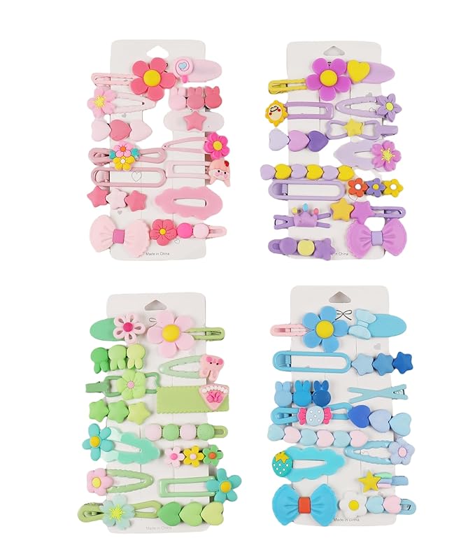 56PCS Girl Hair Clips Cute Hair Accessories for Kids Candy Color Hair Accessory for Little Girls Kids Teens,Multiple Patterns