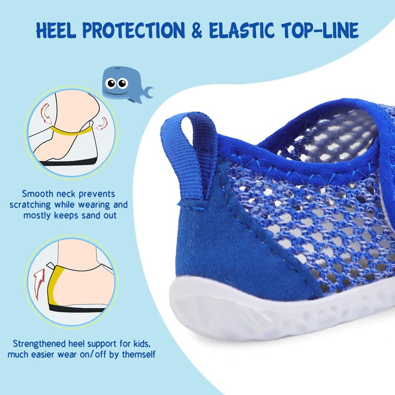 LeIsfIt Toddler Water Shoes Girls Boys Swim Shoes Kids Quick-Dry Breathable Aqua Socks Lightweight Non-Slip Barefoot Beach Shoe, Dark Blue, 13 Little Kid