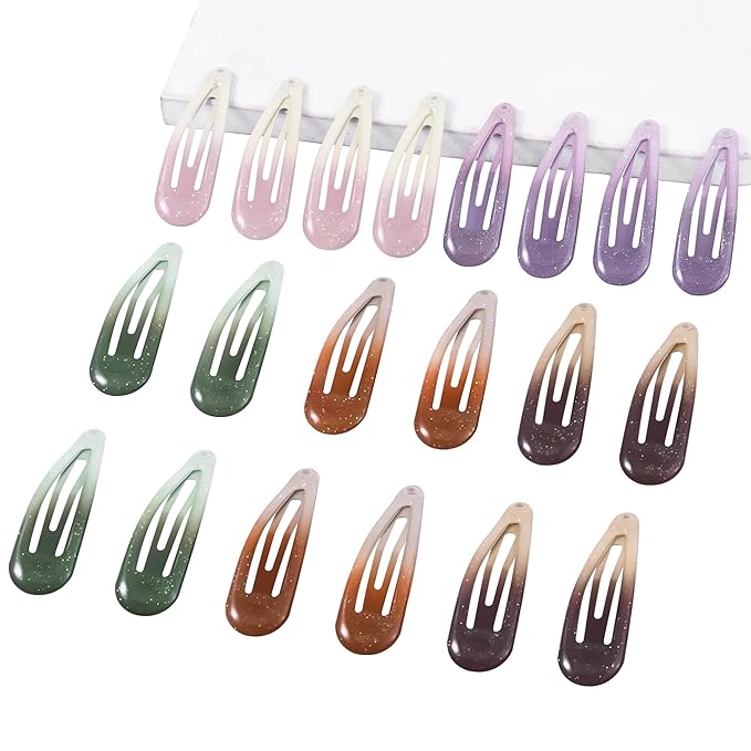 20 PCS Metal Snap Hair Clips Water Drop No Slip Barrettes for Women Bright Small Hair Clips For Thick And Thin Fine Hair,Multicolor,1.97 x 0.5 In.