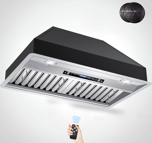 EALLMALL Range Hood Insert 30 Inch,970 CFM Range Hood Insert with Remote, Gesture Sensing/Touch Control Insert Range Hood,4-Speed Vent Hood Insert, Stainless Steel Hood Vent Insert, Built In,EK22-30-1