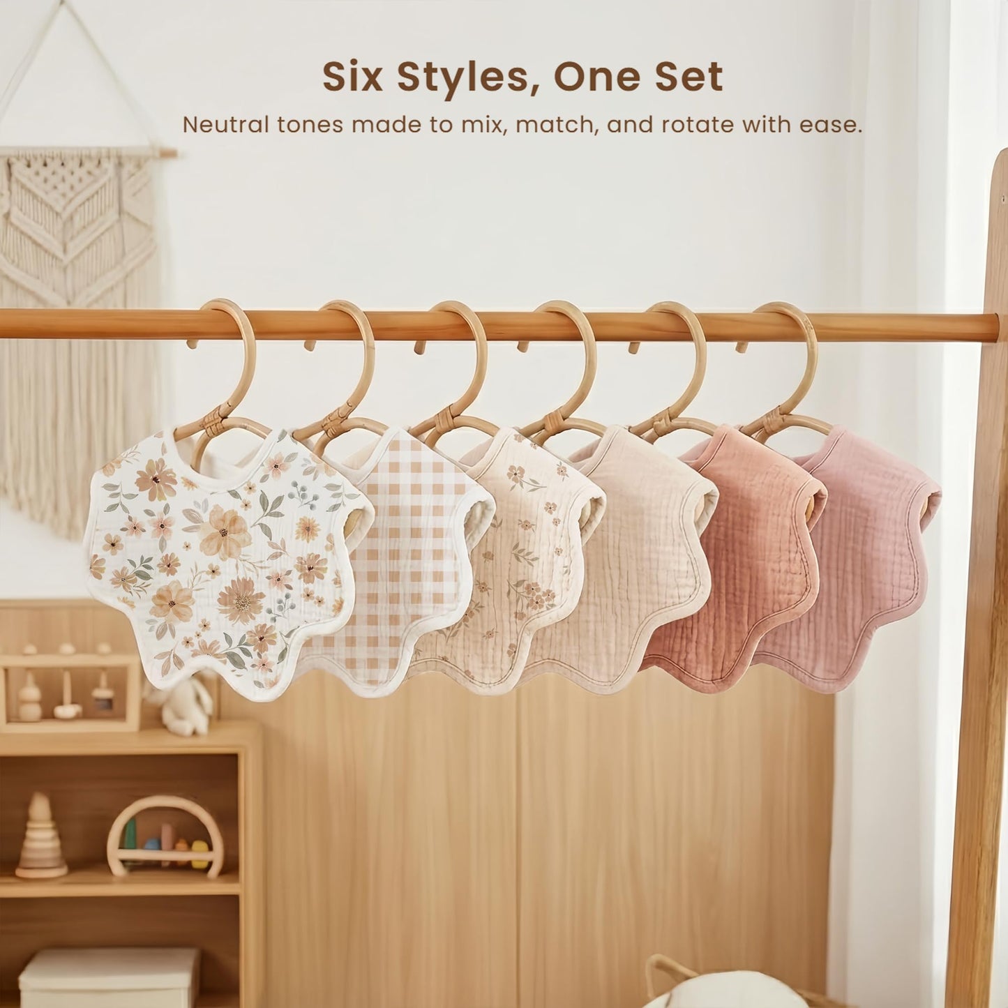 Konssy Muslin Baby Bibs 100% Cotton Absorbent Bandana Drool Bibs for Teething and Drooling, 6-Pack for Baby Boys & Girls