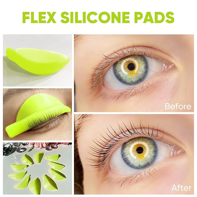 Silicone Curler Pad, PERMANIA 10Pcs/5sizes for Lash Perm Kit Reusable Soft C & D Curls Eyelash Lifting Rod Makeup Beauty Tool Lash Lift Pads (Yellow)