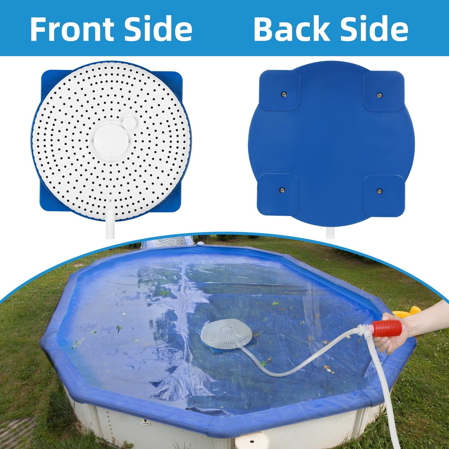 AQUAFLY Pool Cover Pump Siphon, Automatic Above Ground Pool Water Pump, White, Round, Plastic, Siphon Mechanism, Effortless Pool Drainage