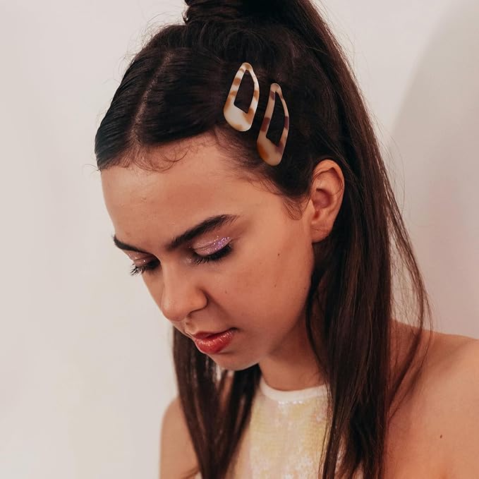 Small Hair Barrettes For Women No Slip Metal Snap Clips For Thin And Fine Hair,Matte Black Tortoiseshell,20 PCS,1.97 x 0.5 Inch.