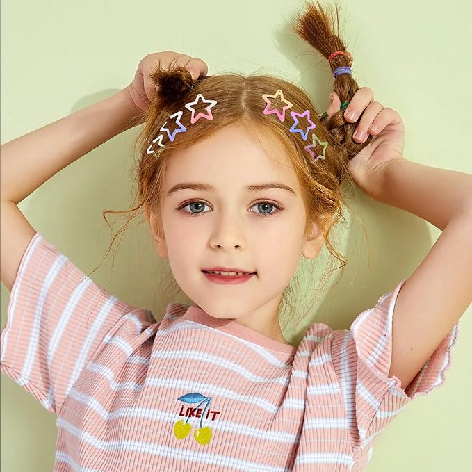 Star Hair Clips Snap Hair Barrettes Non Slip Star Hair Accessories Gradient Colors Metal Hair Clips for Girls Women - 22 PCS