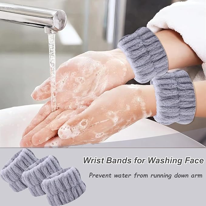 20 Pcs Wrist Bands for Washing Face, Absorbent Face Washing Wristbands, Spa Wrist Towels Beauty Towel Bands Arm Bands for Washing Face for Stop Water Running Down Arms