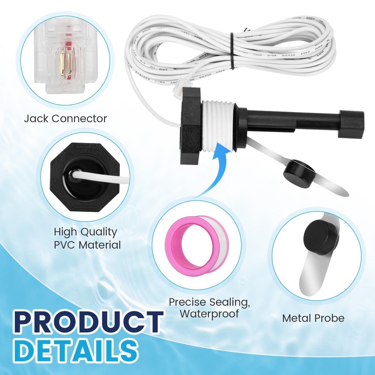 GLX-FLO-RP Flow Switch Assembly for All Hayward Goldline Aquarite Salt Systems, Metal Induction Structure Pool Flow Sensor Suitable Hayward Salt Cell & Chlorine Generator with 15-Feet Cable(White)