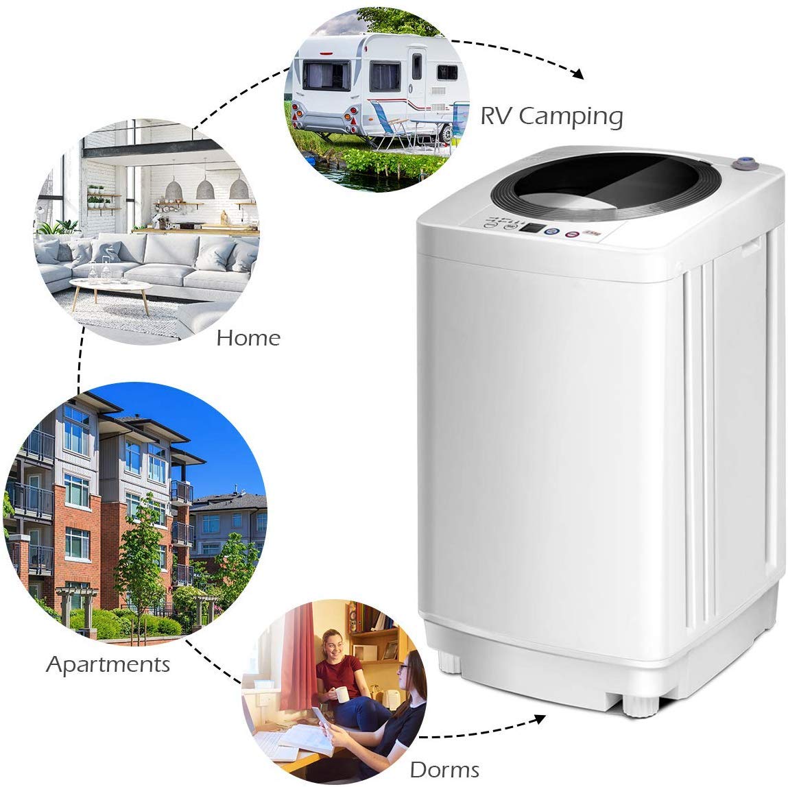 Giantex Portable Washing Machine, Full Automatic Washer and Dryer Combo, with Built-in Pump Drain 8 LBS Capacity Compact Laundry Washer Spin Dryer for Apartment RV Dorm