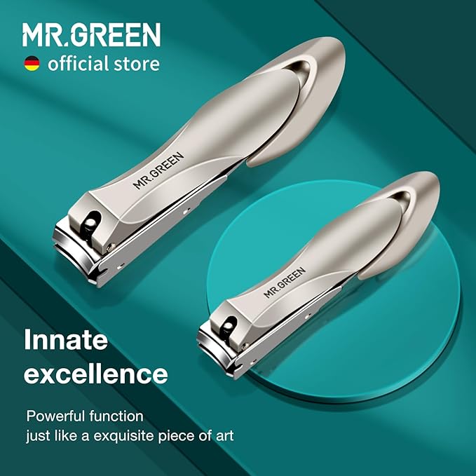 MR.GREEN Nail Clippers Stainless Steel Anti Splash Fingernail Cutter Manicure Tools Bionics Design Pedicure Scissor Nail Trimmer (Nail Clipper (Medium)+Nail File)