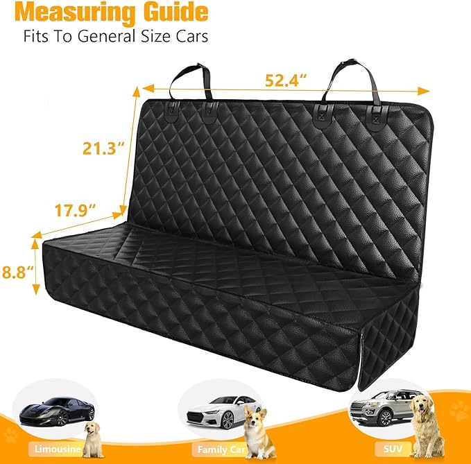 PETICON Waterproof Scratchproof Pet Bench Seat Covers for Cars, Trucks, SUVs, Nonslip Durable Back Seat Cover for Dogs, Washable Backseat Protection, Gray