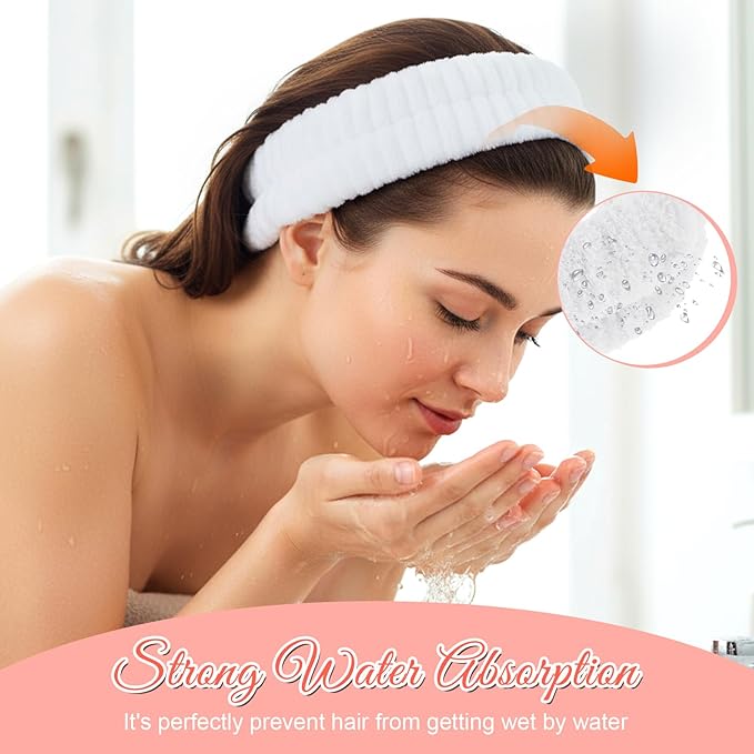 2Pcs Spa Headband, Make Up Headband Hair Head Band for Face Washing Hair Bands Men Absorbent Elastic Skin Care Headbands Wrap for Women Yoga Sports Shower Exercise