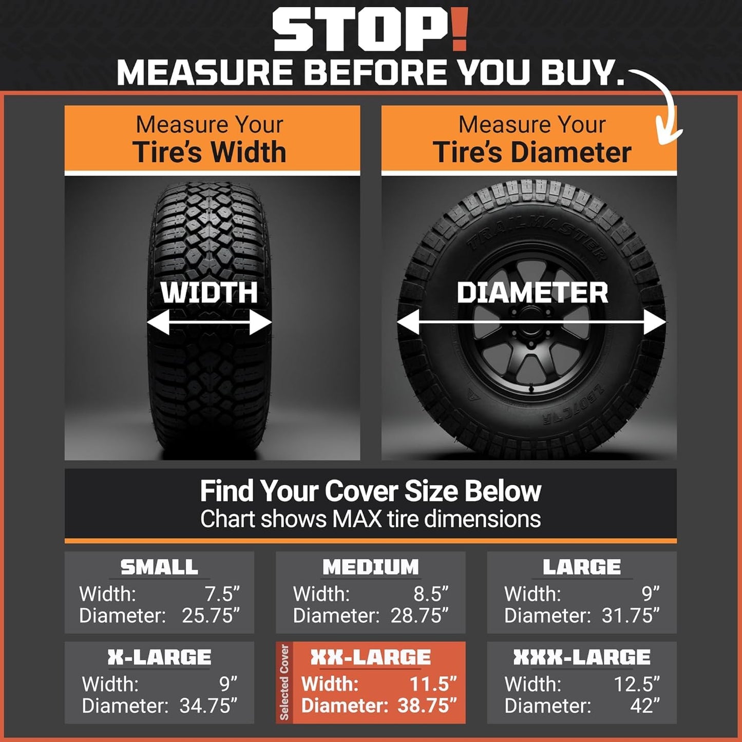 TIRESHIELD PRO Trailer Tire Covers (Set of 2) - Heavy Duty All-Weather UV-Resistant Protective Wheel Covers w/StormLock-System - Year-Round Protection for Your Trailer Tires w/ 35-38.75" Diameter