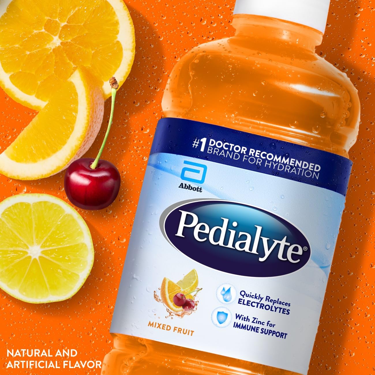 Pedialyte Electrolyte Drink, Hydration Drinks for Kids & Adults, Mixed Fruit, 1 Liter, Pack of 8