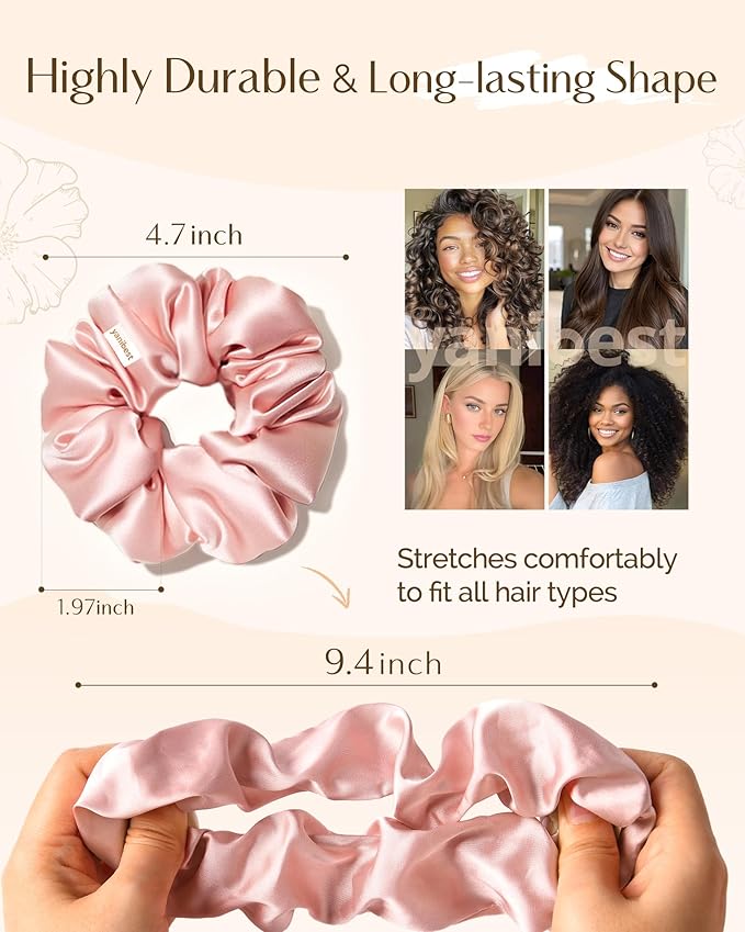 Yanibest 8 Pcs Satin Scrunchies - Silk Scrunchies Ponytail Holders, Soft Satin Hair Ties No Damage, Hair Accessories for Women