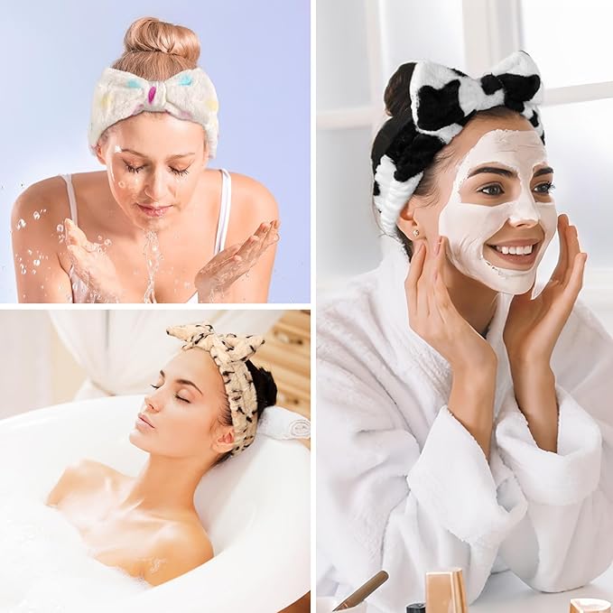 LADES Soft Skincare Headband – Adjustable, Comfortable & Stretchy Fabric, Cute Patterns for Makeup, Facial – Non-Slip, Headband for Hair Control
