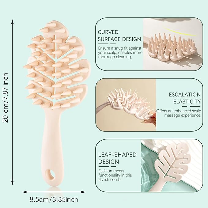 3PCS Hair Scalp Massager Shampoo Brush - Scalp Care Comb with Handle and Soft Silicone Bristles - for Wet and Dry Hair, Removes Dandruff,Relieves Itching