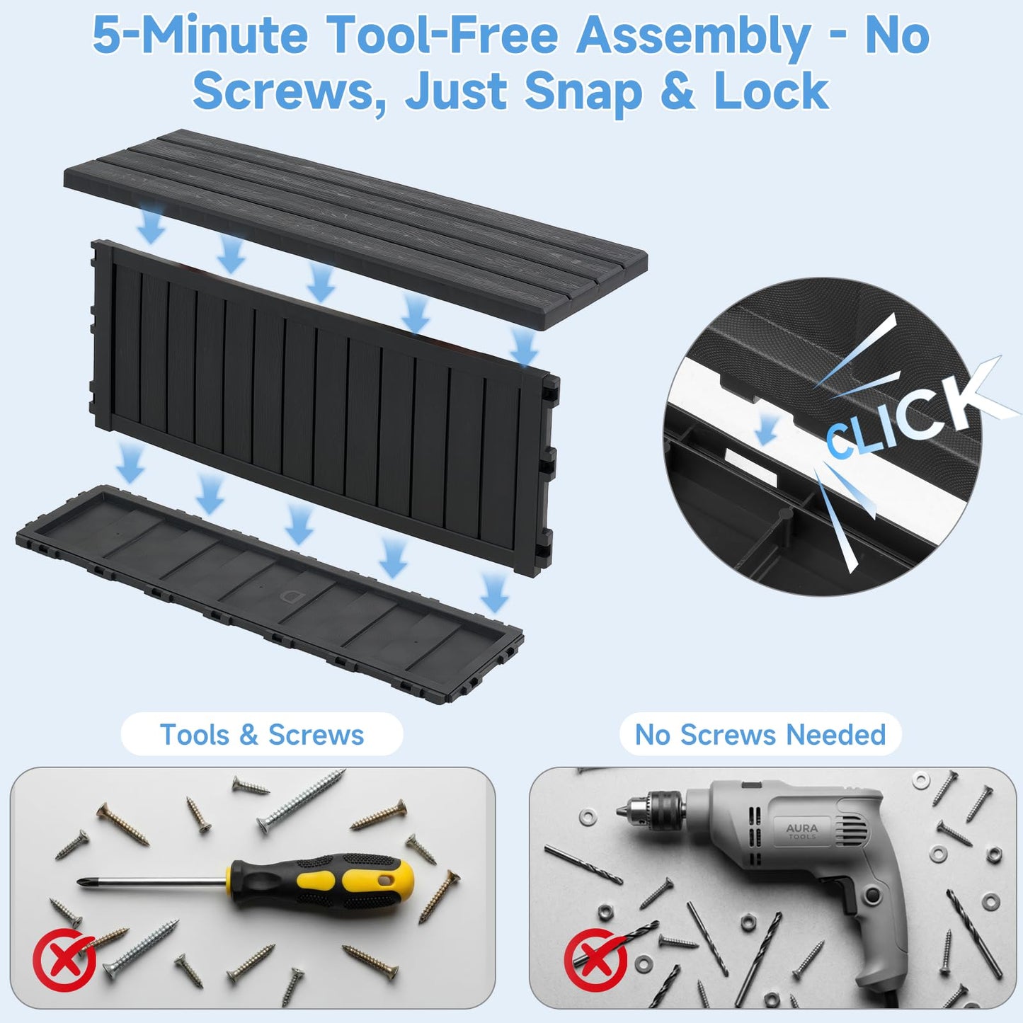 36.6” Hot Tub Steps with Storage, 780 lbs Load Capacity Heavy Duty Outdoor Spa Steps with No-Screw Snap Assembly, Non-Slip Universal Hot Tub Stairs for Spa, Pool, Patio, RV, Porch & Indoor Use, Black
