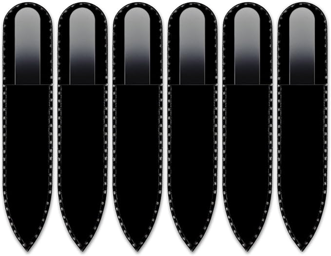 Mont Bleu Rainbow Crystal Nail File in Black Pouch - Small/Purse Size - Czech Tempered Glass - Handmade in Bohemia (Czech Republic)