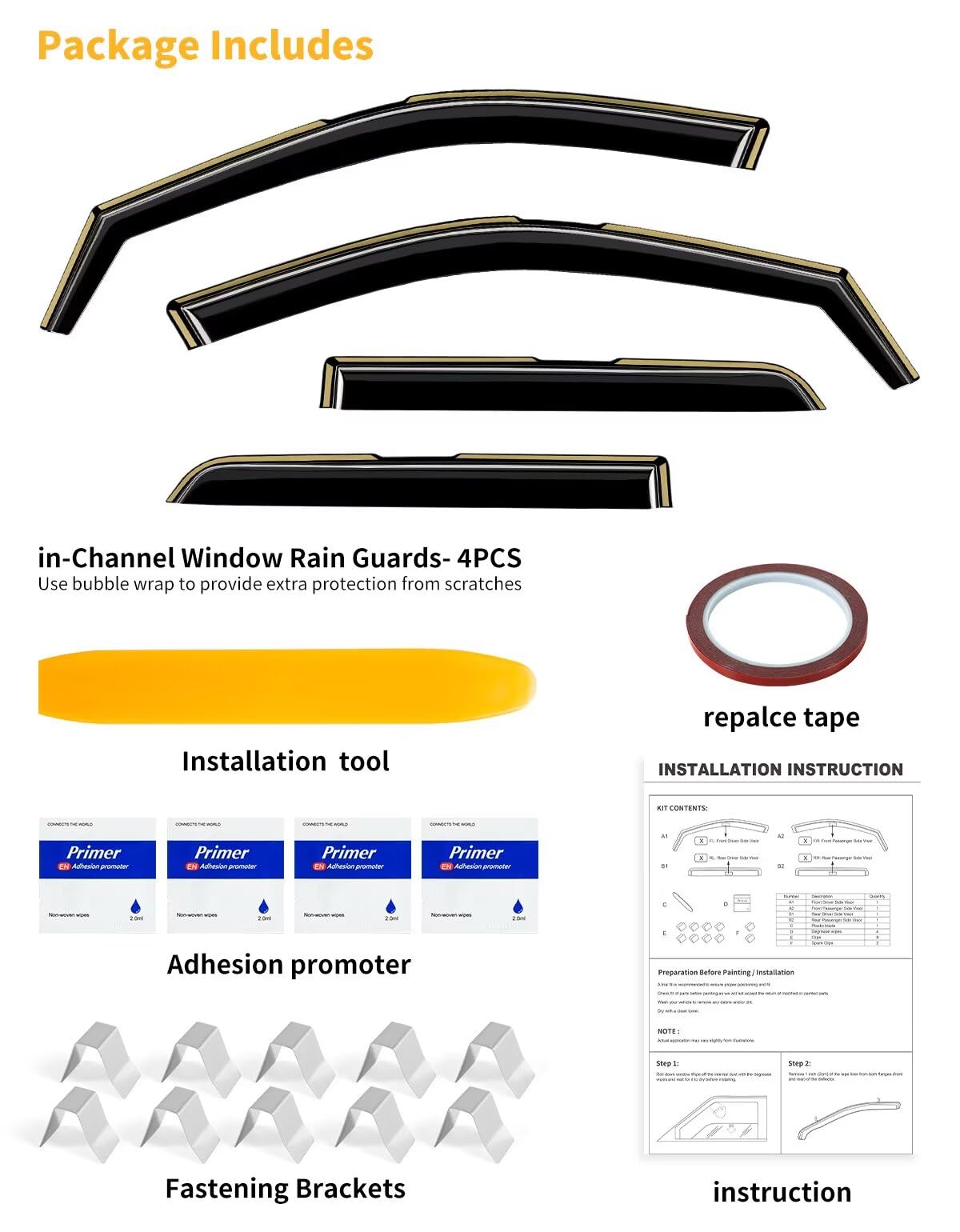 Saleago in-Channel Window Rain Guards Fit for Toyota Camry 2018 2019 2020 2021 2022 2023 2024 Extra Durable Window Visors Window Deflectors Vent Visors Vent Shades Car Accessories-4 pcs 2-Q14