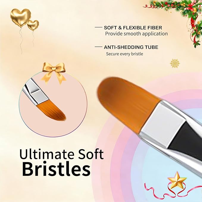 Dual-Ended Gel Nail Brush Set - Nail Sculpting Tool for Poly Extension, Sculpture Gel - Polygel Brushes Manicure Design Kit for Salon & DIY Use, 2Pcs Black&White