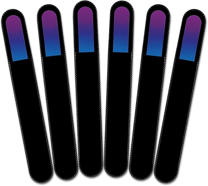 Mont Bleu Rainbow Crystal Nail File in Black Pouch - Large/Professional Size - Czech Tempered Glass - Handmade in Bohemia (Czech Republic)