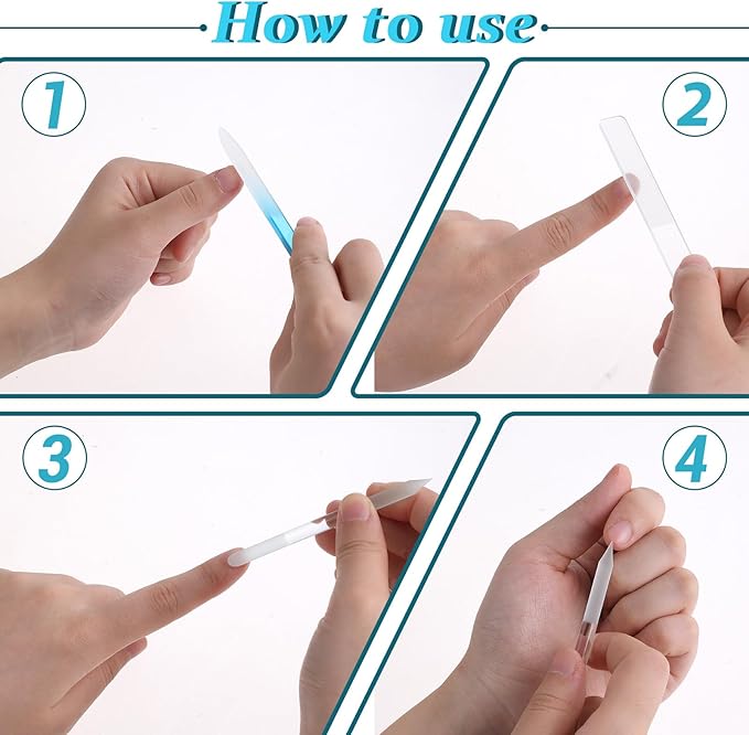 Crystal Nail File Set - 5 Pcs Nano Shiner Files, Glass Nail File, Cuticle Pusher, Buffer and Foot File
