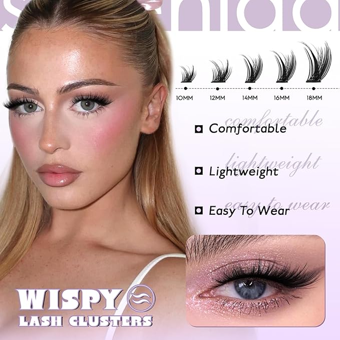 SOFENIDA Lash Clusters Wispy Lash Clusters Cluster Eyelash Extensions 10-18mm Natural Volume Lash Extension Eyelash Cluster Eyelash Extensions Comfortable DIY Individual Lashes Clusters with Thin Band