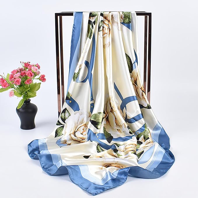 vimate 35" Square Silk Like Head Scarf - Women's Fashion Satin Scarf Bandana for Hair Wrapping at Night.