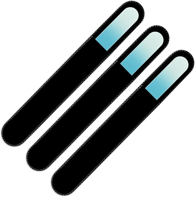 Mont Bleu Rainbow Crystal Nail File in Black Pouch - Large/Professional Size - Czech Tempered Glass - Handmade in Bohemia (Czech Republic)