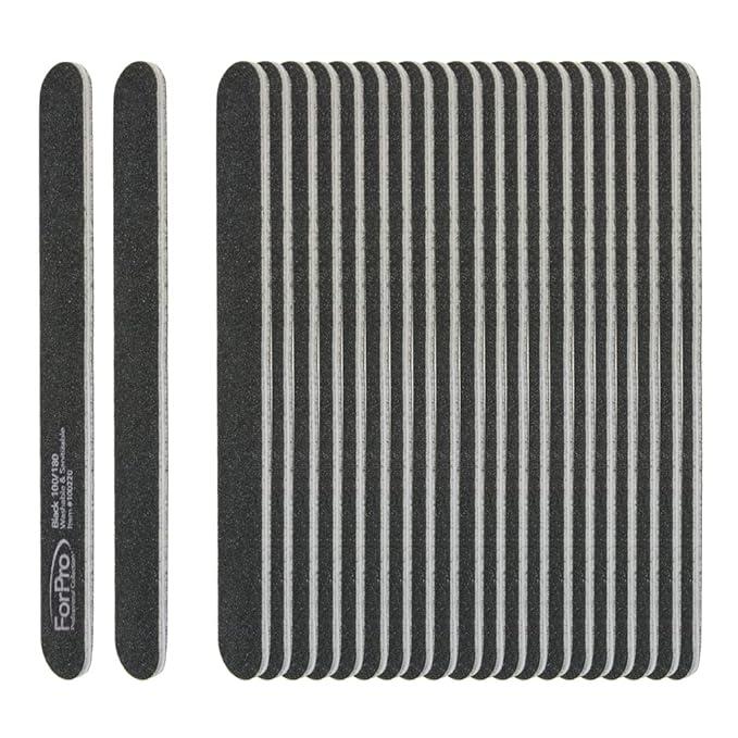 ForPro Professional Collection Nail Foam Boards, Black, 100/180 Grit, Double-Sided Manicure Nail Files, 7Ã¢ÂÂ L x .75Ã¢ÂÂ W, 50-Count