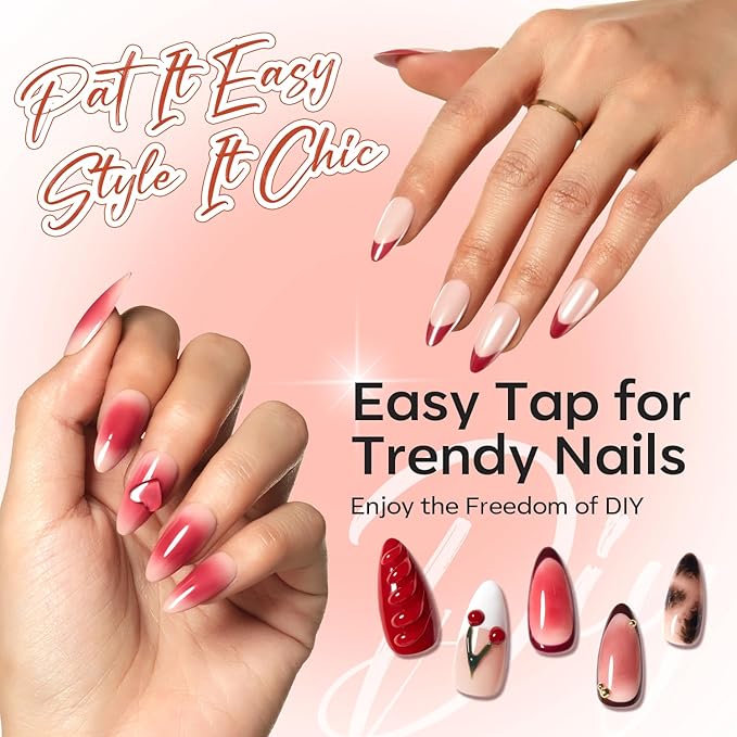 modelones Pat Paint Gel Nail Polish, 2 Colors Soak Off UV Patting Gel Polish Pigmented Colors for Ombre & Gradient & Blush Blooming & French Tip Nail Art, Radiant Red