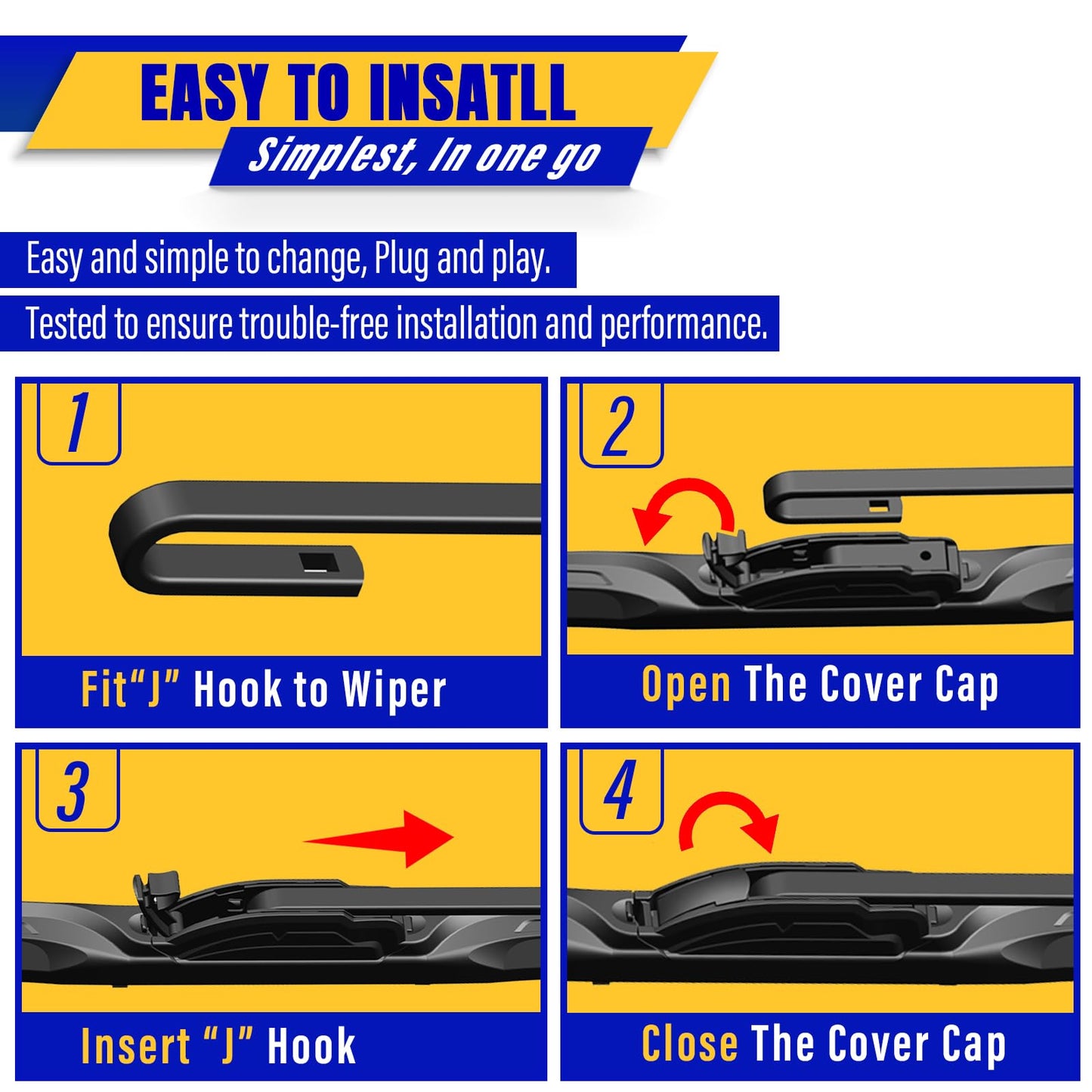 21" 21" Front Windshield Wiper blades Replacement for Jeep Patriot 2007-2017,Grand Cherokee 1999-2010,Nissan NV1500/NV2500/NV3500 2012-2021,Premium All-Season Replacement Automotive Windshield Wipers