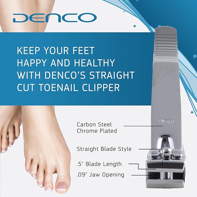 Denco Straight Cut Toenail Clipper,Silver,1 Count (Pack of 2),3559N