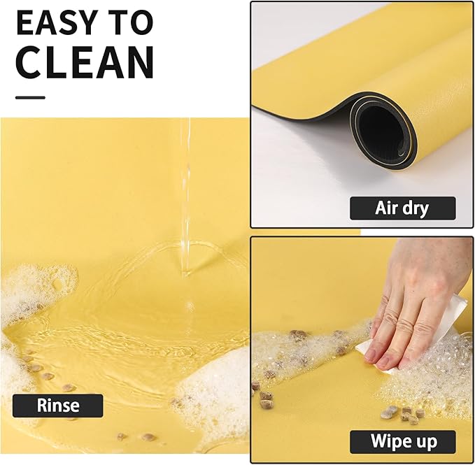 Dog Food Mat - Absorbent Cat Mat for Food and Water, No Stains Pet Feeding Bowl Mat, Easy to Clean Pet Placemats, Quick Dry Dog Water Dispenser Mat for Messy Drinkers | Yellow 24"x36"