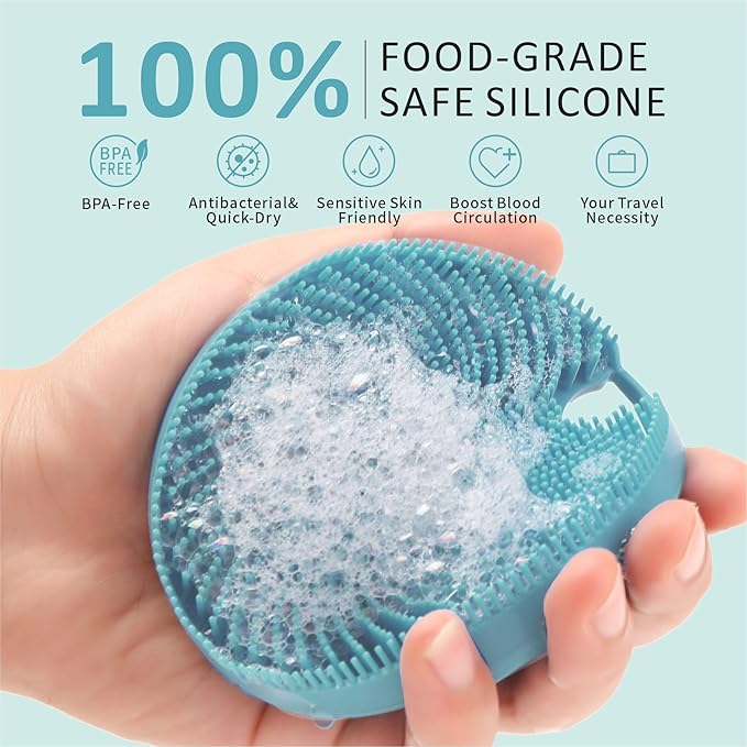 Soft Silicone Face Scrubber with Body Scrubber for Shower Gentle Exfoliating-Facial Exfoliator Scrubber Brushes for Sensitive Skin Deep Cleansing- Gift Women Men Skin Care Tool