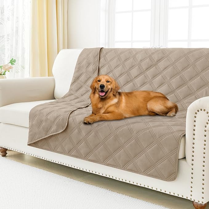 Smiry Waterproof Dog Bed Cover Blanket 68x82, Soft Reversible Pet Blanket, Washable Leakproof Cats Dogs Couch Cover for Sofa, Couch, Furniture, Taupe/Taupe