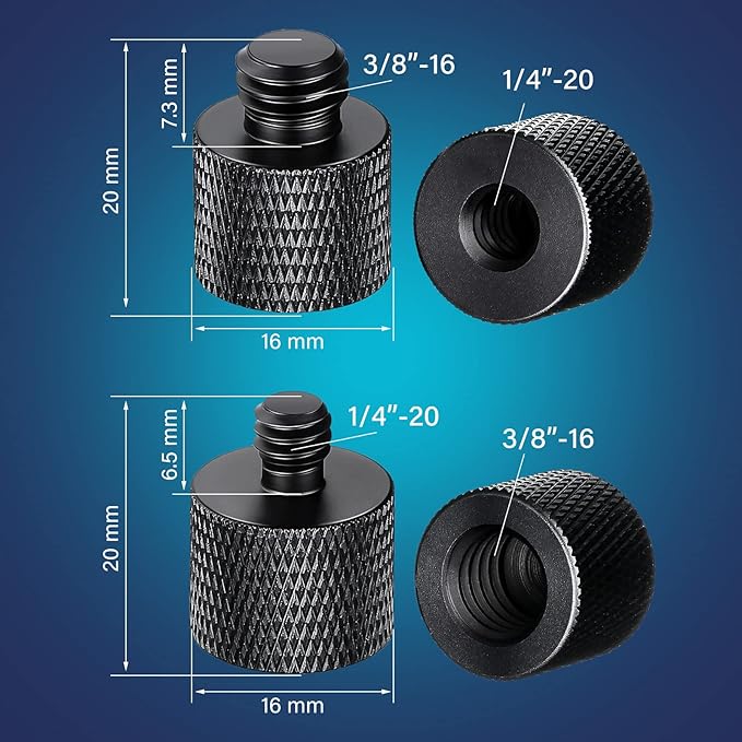 8 Pack Camera Screw Adapter 1/4 Male to 3/8 Female and 3/8 Male to 1/4 Female Camera Screw Adapter for Tripod Stand Microphone Stand Mic Mount, Black