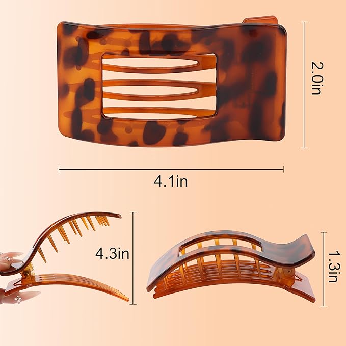 6 Pack Flat Hair Claws Clips for Women, Large Extra Strong & Thick Clips for Thick Fine Hair Styling, Secure Hair Hold Glossy Red