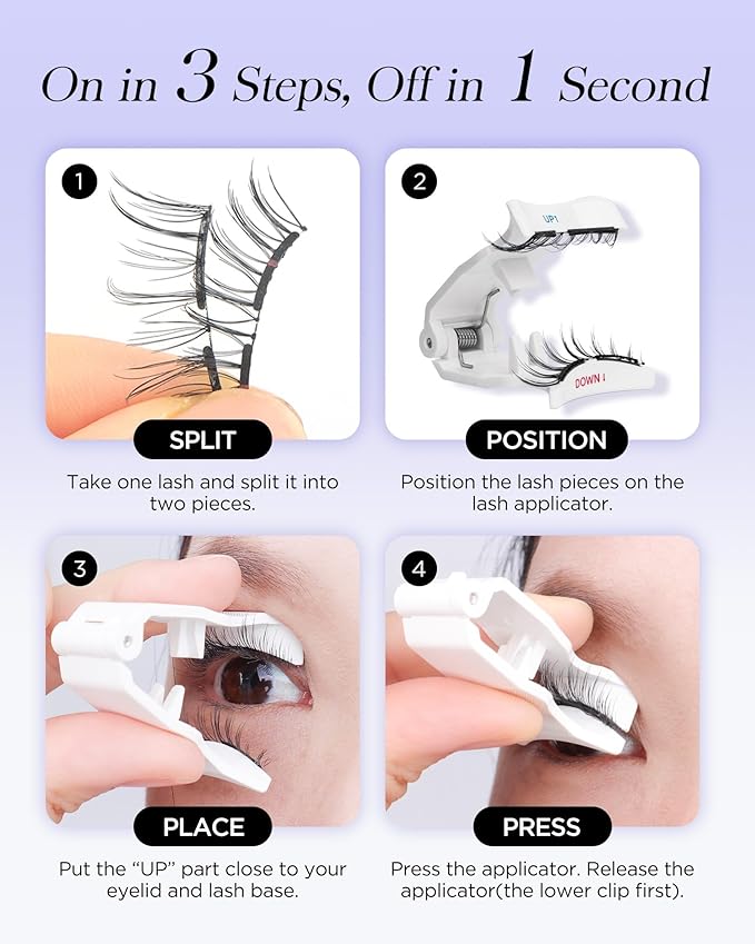 BEYELIAN Magnetic Eyelashes with Applicator Kit, Upgrade Soft Magnetic Lashes Reusable False Eyelashes Natural Look, No Glue Needed Eyelashes for Eye (Lightweight & Comfortable)