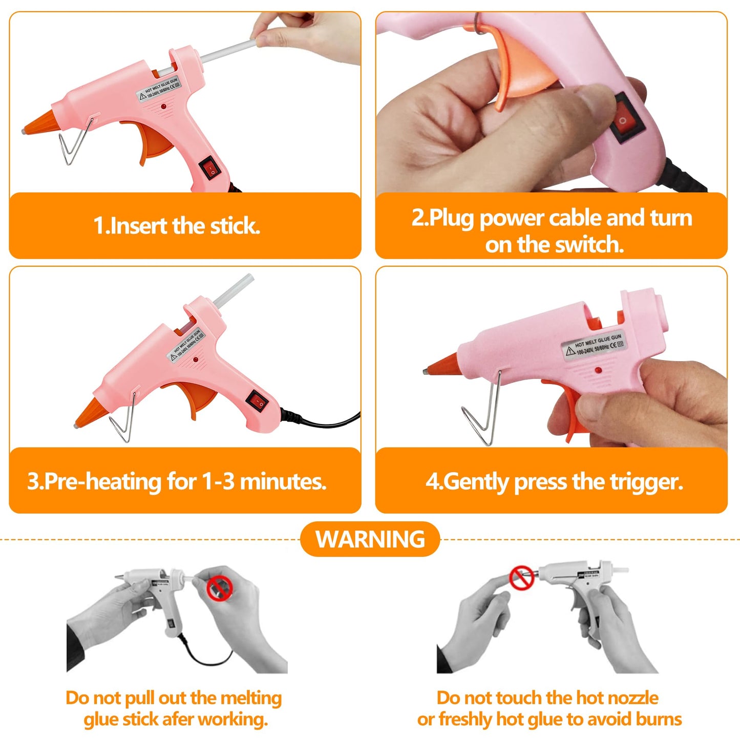 Mini Hot Glue Gun Kit 8 Pieces Hot Melt Gun Crafts for Kids School Craft Project DIY Arts and Home Quick Repairs (20 Watts,Multicolor)