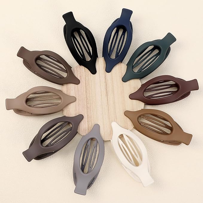 10 Pcs Flat Hair Clips for Women French Concord Claw Clips for Thick and Thin Hair Claw Clips Duck Billed Barrettes Hair Accessories for Women and Girls (Brown Dark Colorful)
