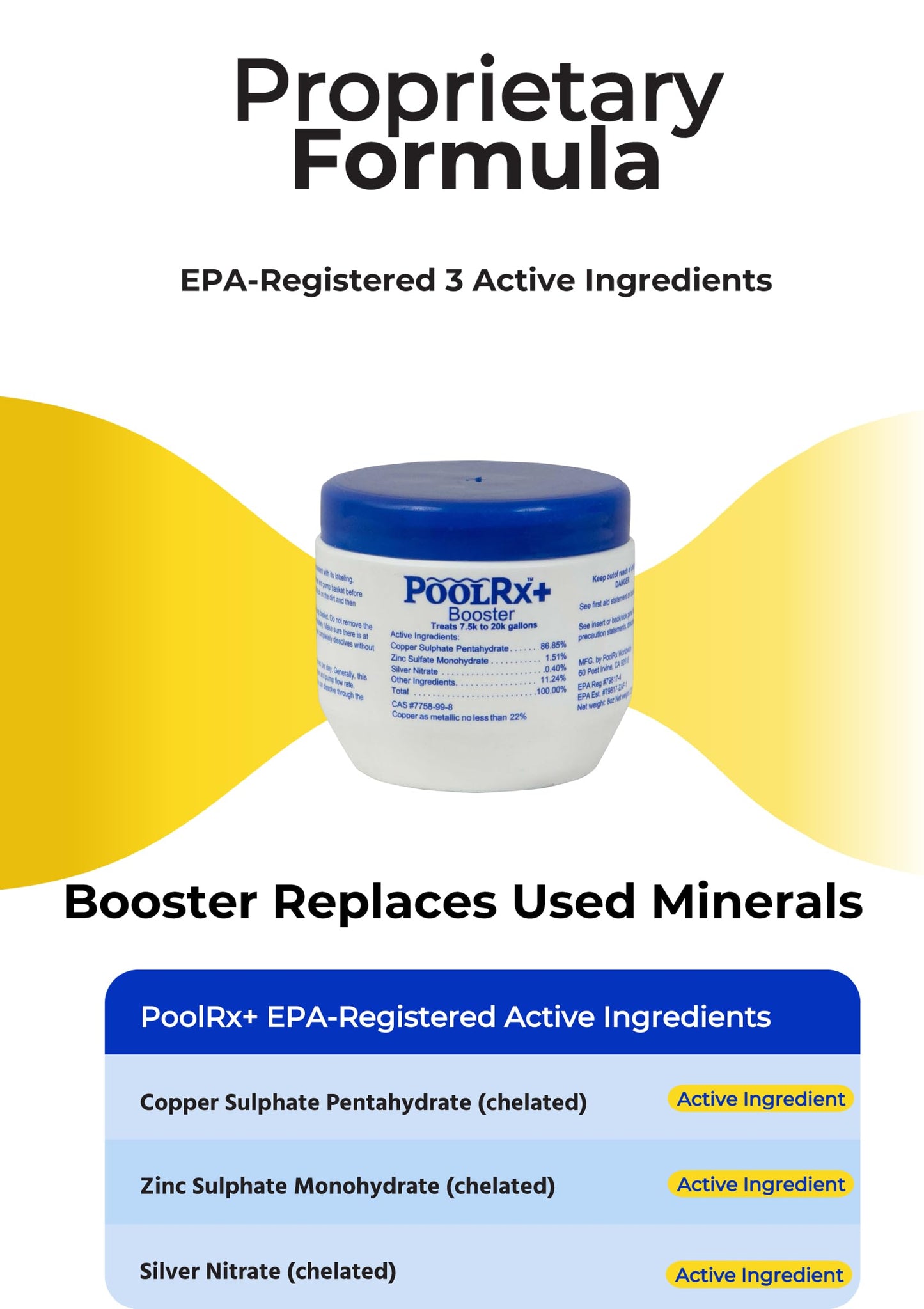 PoolRx+ Mineral Algaecide Unit + Booster Combo, Treats 7.5K-40K gallons for up to 6 Months, New Formula with Silver.