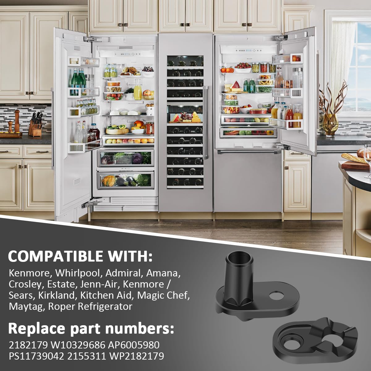 NOOTO 2182179 Refrigerator Door Cam Kit for Whirlpool Kenmore Admiral Refrigerators Door Closer Cam WP2182179 W10329686 2155311 AP6005980 PS11739042