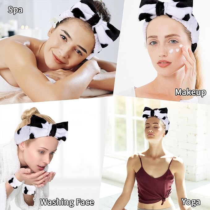 Casoty 6-Piece Spa Headband and Wristband Set for Face Washing, Hair Care, Yoga, and Girls' Gifts