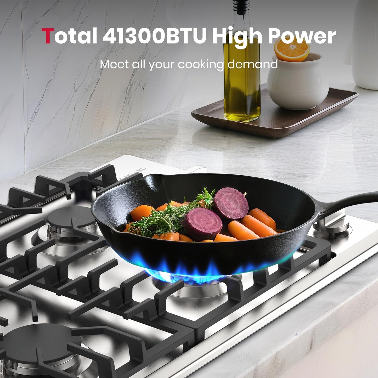 GASLAND Gas Cooktop 30 Inch with 4 Italy Sabaf Burners PRO GH2304SS,NG/LPG Convertible Natural Gas Propane Cooktops, Auto Ignition, Thermocouple Protection, CSA Certified