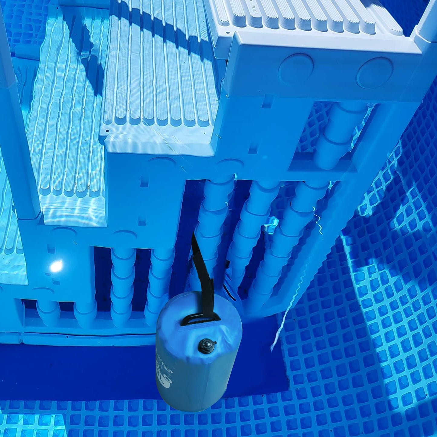 2PCS Pool Ladder Weights 20L/50lb Universal Pool Step Weights Sand Bag Waterproof 500D PVC Heavy Duty Swimming Pool Stair Weights for Above Ground and Inside Pool with 2 Handles and 1 Funnel Blue