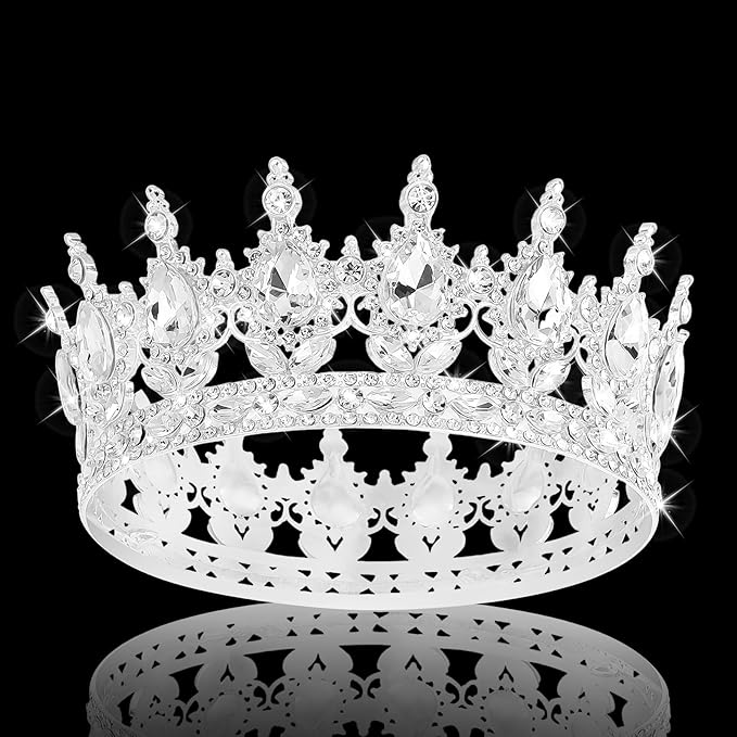 YOUlDIANZI Queen Crown Rhinestone Wedding Crowns and Tiaras for Women Costume Party Hair Accessories Princess BirthdayCrown Crystal BridalCrown (Silver White Crowns)